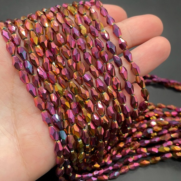 4*7,5 мм Стекло Lux, ракушка мини, цвет хамелеон бордовый