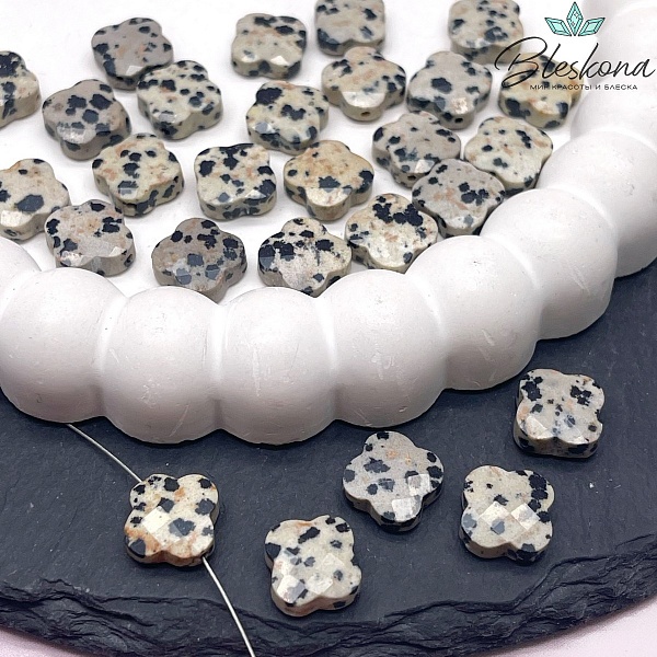 Яшма далматиновая клевер огранка 11,5 мм штучно