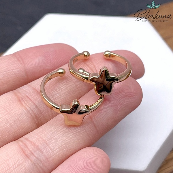 20 мм Цвет золото, Кольцо безразмерное Этно №3 тюльпан