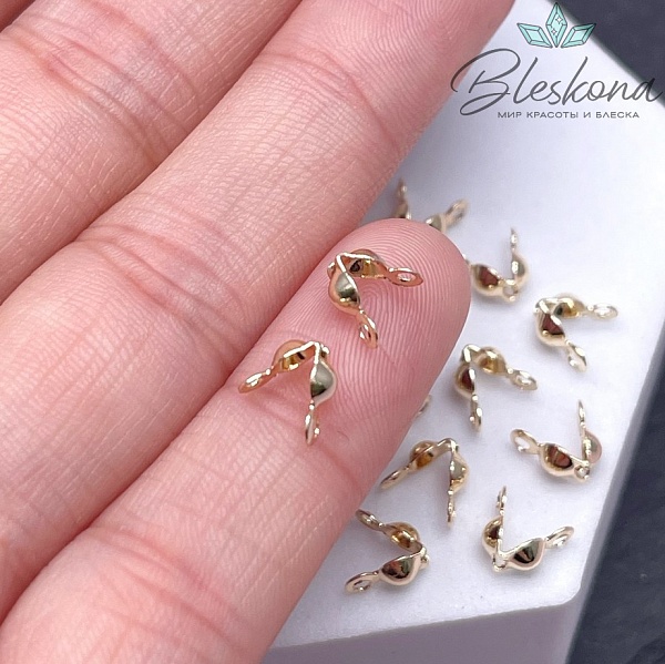 7*3,5 мм Цвет золото, Каллоты двойное кольцо Люкс уп. 20 шт.