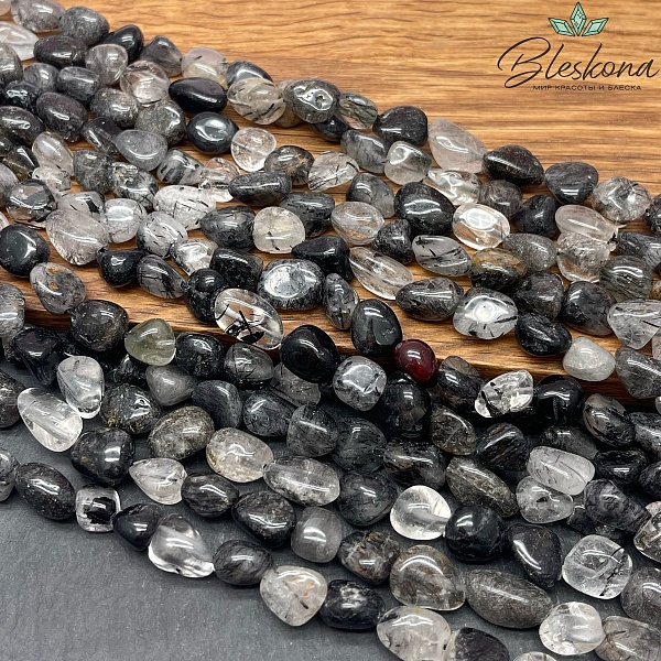 Кварц Рутиловый Турмалиновый галтовка (9-11)*(7-8) мм