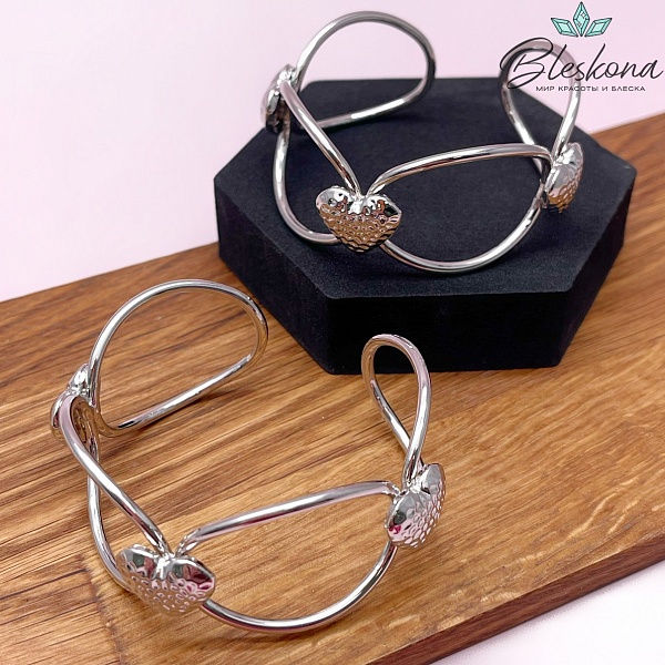 58-62 мм Цвет серебро, Основа для браслета овалы с сердцем