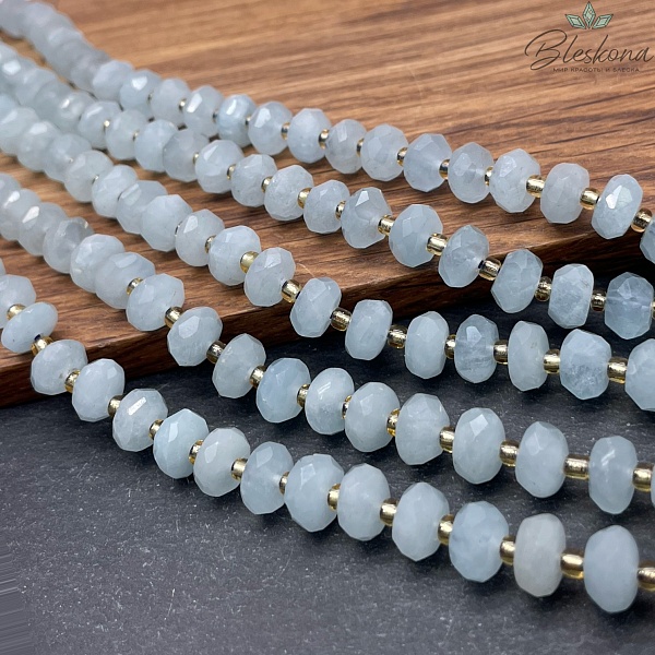 Аквамарин алмазная огранка рондели 8*5 мм