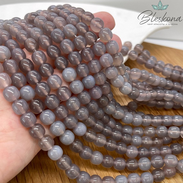 Агат серый бочата 6,5*7 мм