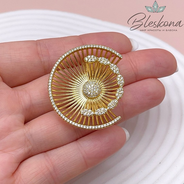 36*31 мм Цвет золото, Подвеска солнце и луна цирконы 