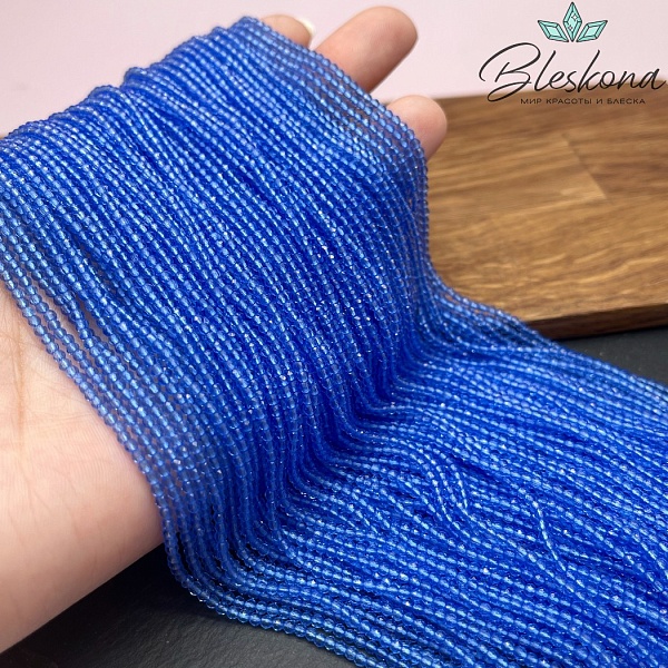 2 мм Бусины стекло синее алмазная огранка