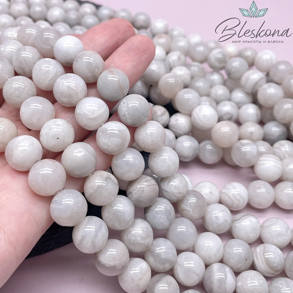 Агат кружевной белый 12 мм