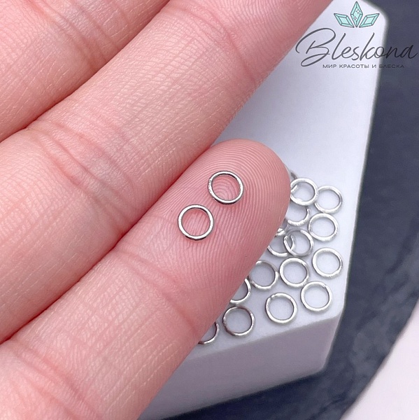4*0,6мм Колечки неразъемные цвет серебро уп.1гр Люкс 
