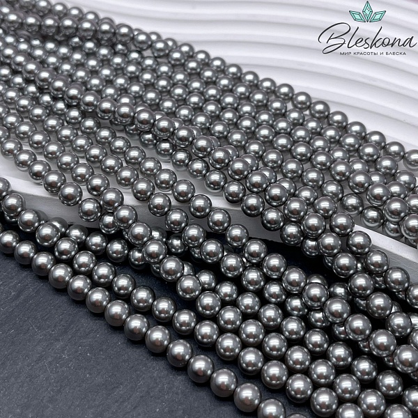 Жемчуг Майорка цвет серый 6 мм