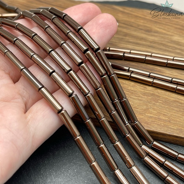 13*4 мм Гематин имитация, цвет коричневый трубочки (шоколадный)