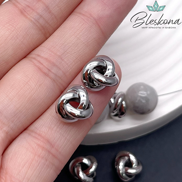 6,7*10 мм Цвет серебро, Бусина узел