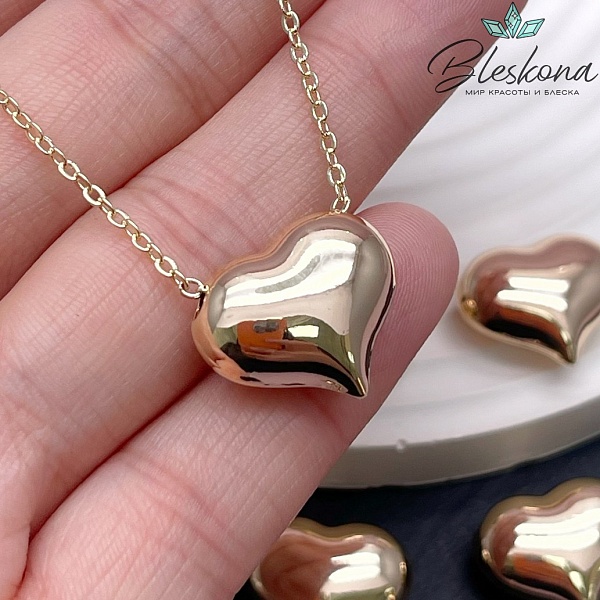 15,6*18,3 Цвет золото, Бусина сердце гладкое 