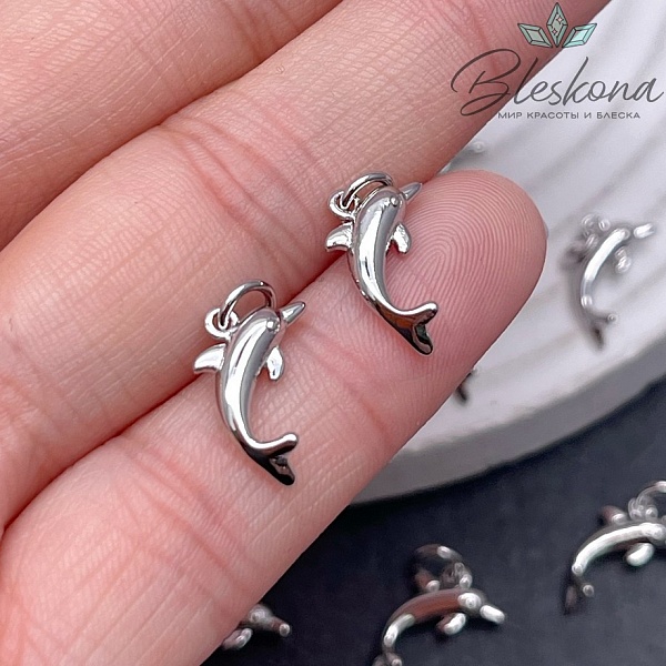 10*12 мм Цвет серебро, Подвеска Дельфин 