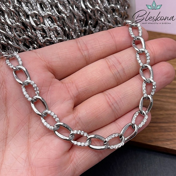 Цепь №219 цвет серебро 12*7,5 мм