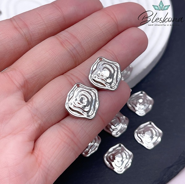 16*15 мм Цвет серебро, Подвеска ромб фриформ