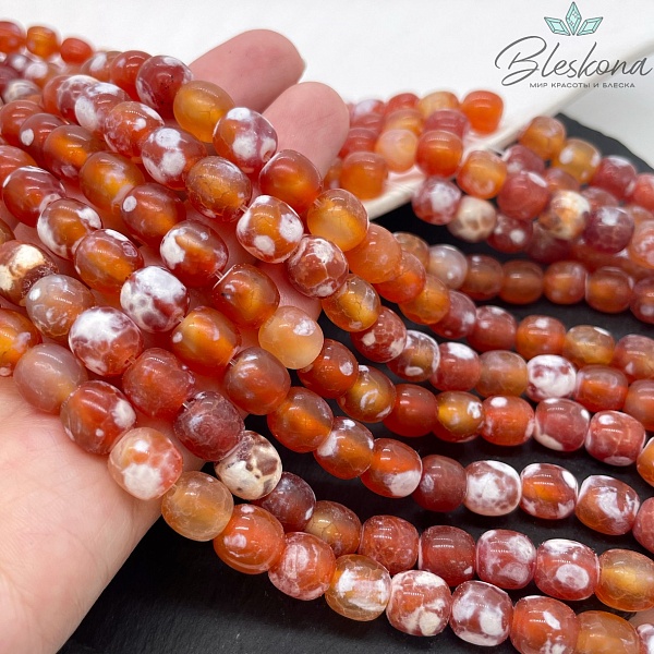 Агат с узором №11 (полуматовый) бочата 8,5*9 мм