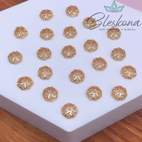 7 мм Цвет золото, Шапочка узор