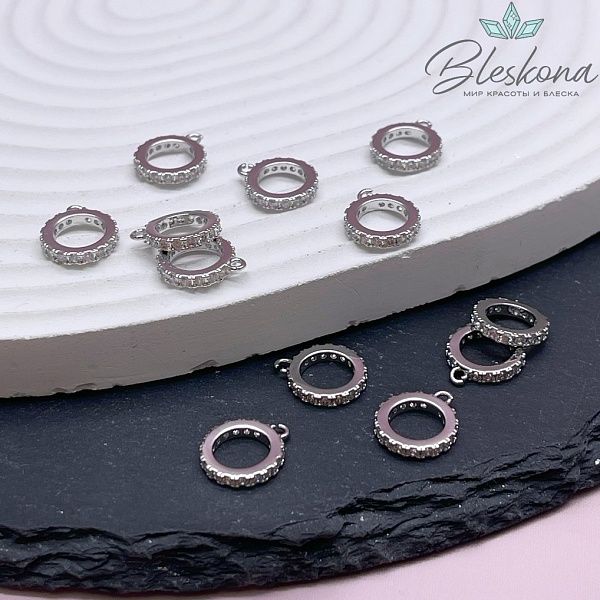 10 мм Цвет серебро, Бейл цирконы неразъемное кольцо