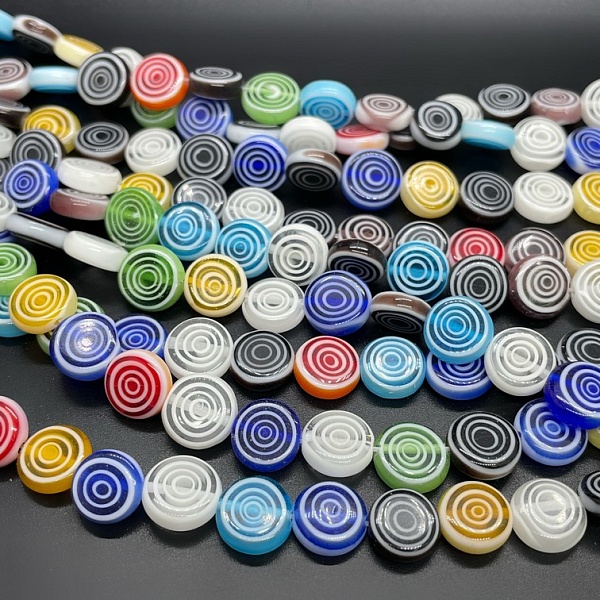 Муранское стекло  круг спираль 10 мм