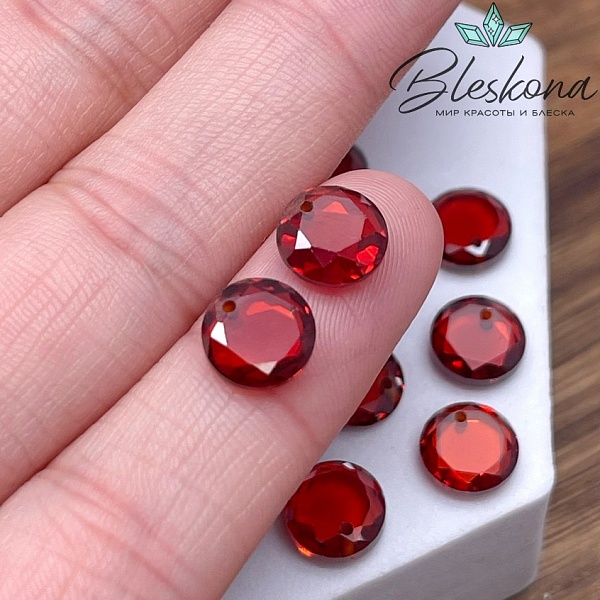 8 мм, Подвеска Циркон круг темно-оранжевый (кубический цирконий, фианит) 