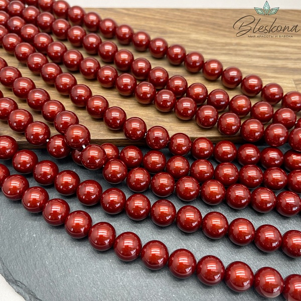 Жемчуг Майорка, цвет коричнево-красный 12 мм