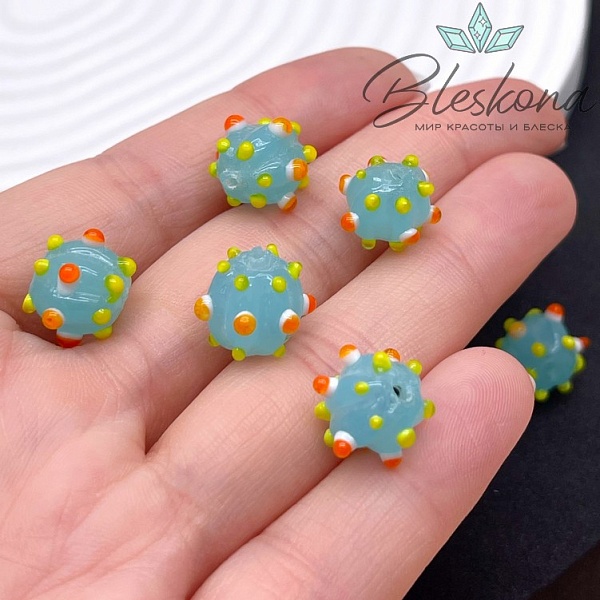 11 мм Бусина шар голубой пупырчатый