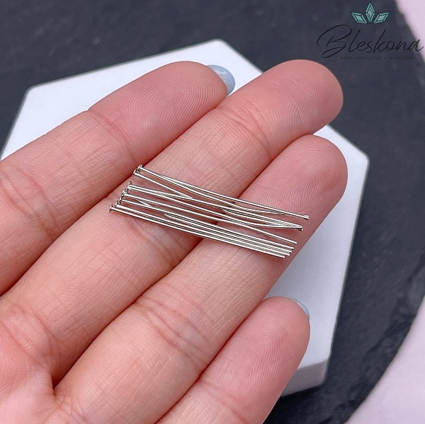 3 см*0,6 мм Цвет серебро, Пины шляпка жесткие уп. 10 шт.