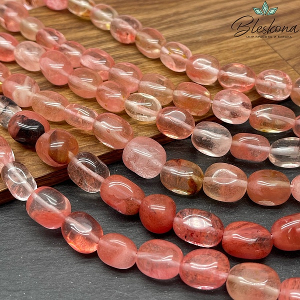 Кварц Вишневый №1 прямоугольник фриформ (имитация) (14-17)*(11-12) мм