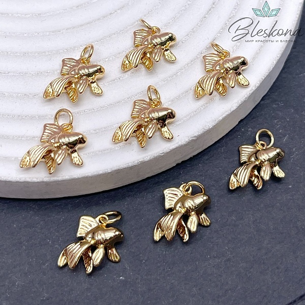 12*15 мм Цвет золото, Подвеска рыбка 