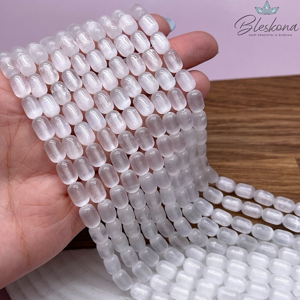 Селенит белый бочата 9*6 мм 