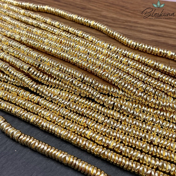 6 мм Гематин имитация, цвет светлое золото, диски волна