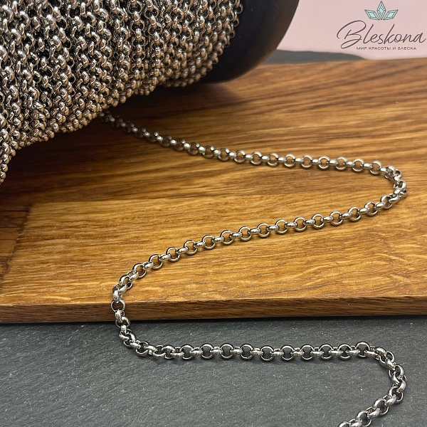 Цепь №С32 Цвет серебро 4*4 мм Сталь