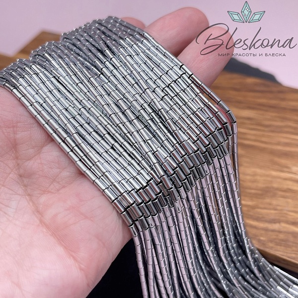 4*2 мм Гематин трубочки, цвет темное серебро, имитация