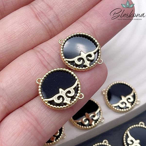 18*15 мм Цвет золото, Коннектор черная керамика Этно №23