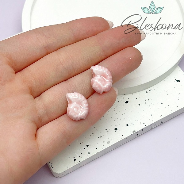 15*12 мм Бусина Аммонит, керамика цвет розовый