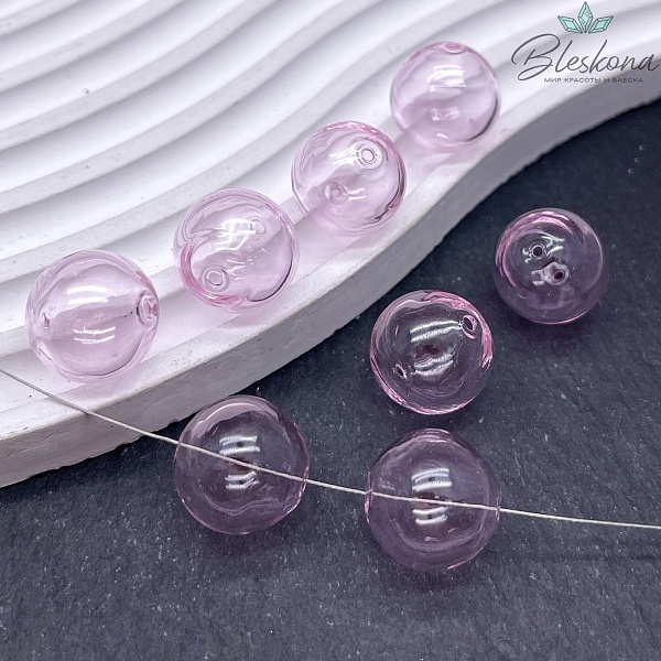 16 мм Бусина шар стекло розовое