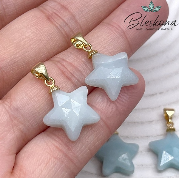 15,5мм, цвет золото ,Подвеска звезда амазонит