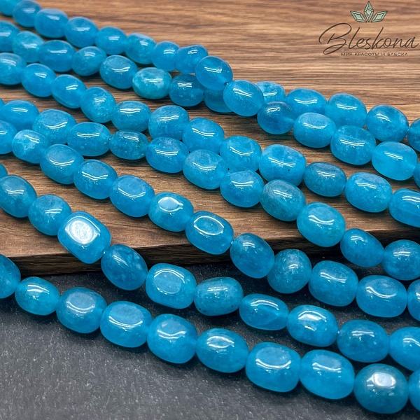  Кварц тонированный цвет морской волны галтовка 10*8 мм