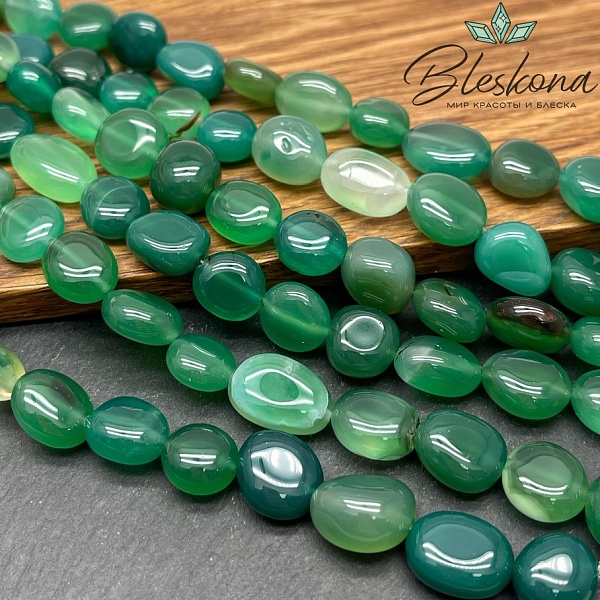 10-12 мм Агат зеленый тонированный галтовка 