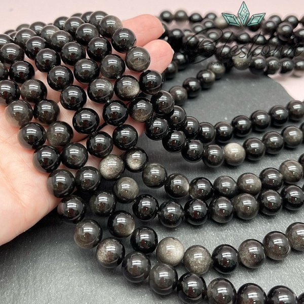 Обсидиан серебристый 10,5 мм