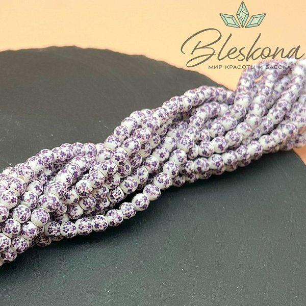 6 мм Керамика Бусина роспись гжель №8