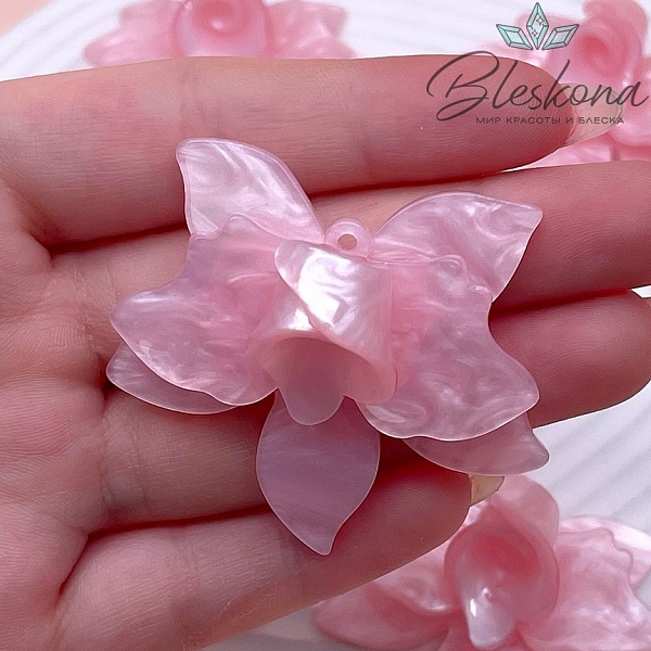 45*50 мм Подвеска цветок цвет розовый перламутр