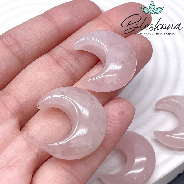 25,5*23 мм Подвеска полумесяц Розовый Кварц