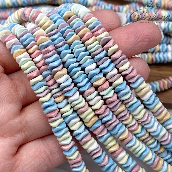 Радужный Агат диски волна микс 2*6 мм (имитация)