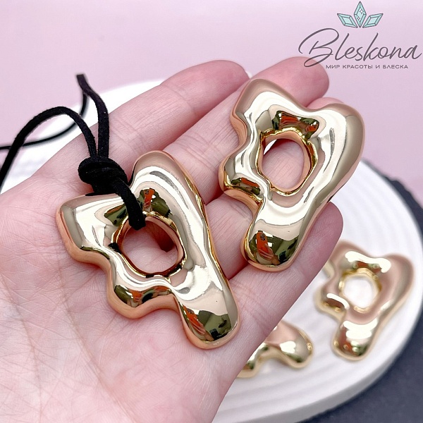 48*34 мм Цвет золото, Подвеска фриформ объемное крупное 