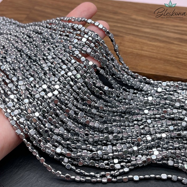 3*2 мм Гематин, темное серебро, квадрат фриформ имитация