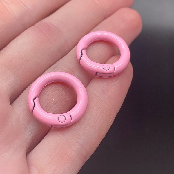 20мм , Замок круг розовая эмаль №2