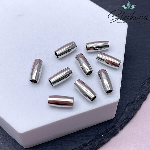 10,6*5 мм Цвет серебро, Бусина бочонок