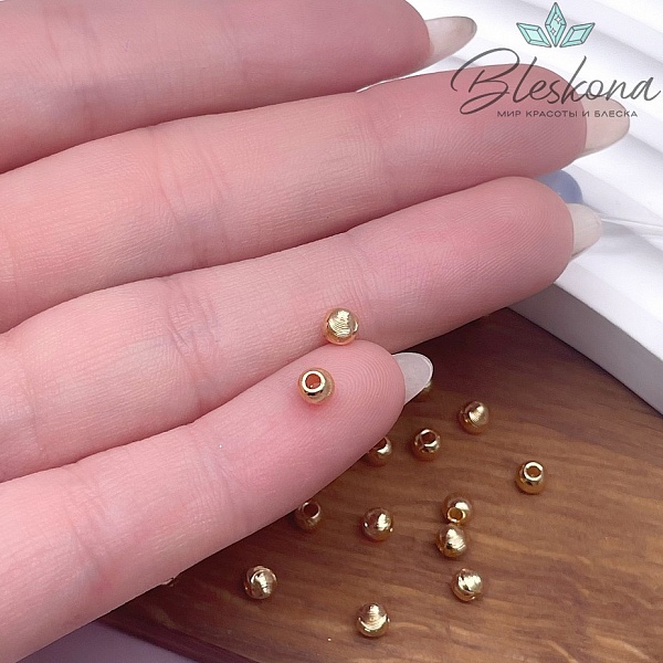 4 мм Цвет золото, Бусина резная уп.10 шт. 