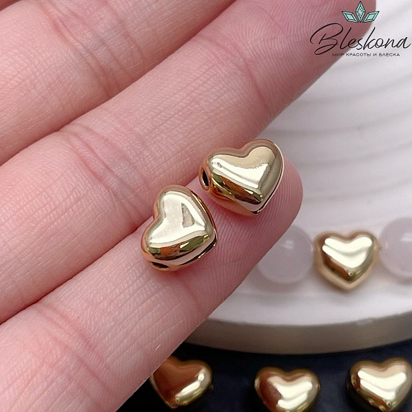 9,4*8,4 мм Цвет золото, Бусина сердце гладкое